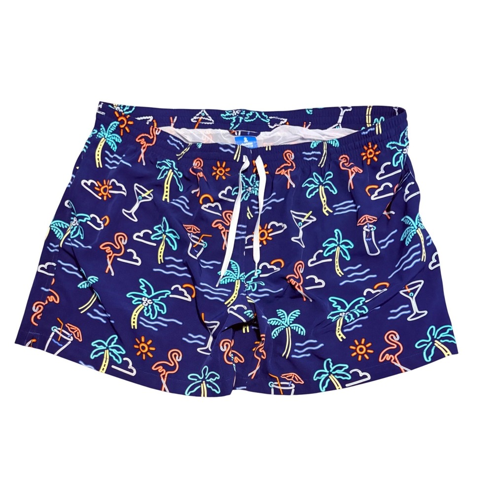 Chubbies Swim Trunks Mens 3XL Navy Neon Flamingo Palm‎ Tree 5.5" Inseam Shorts